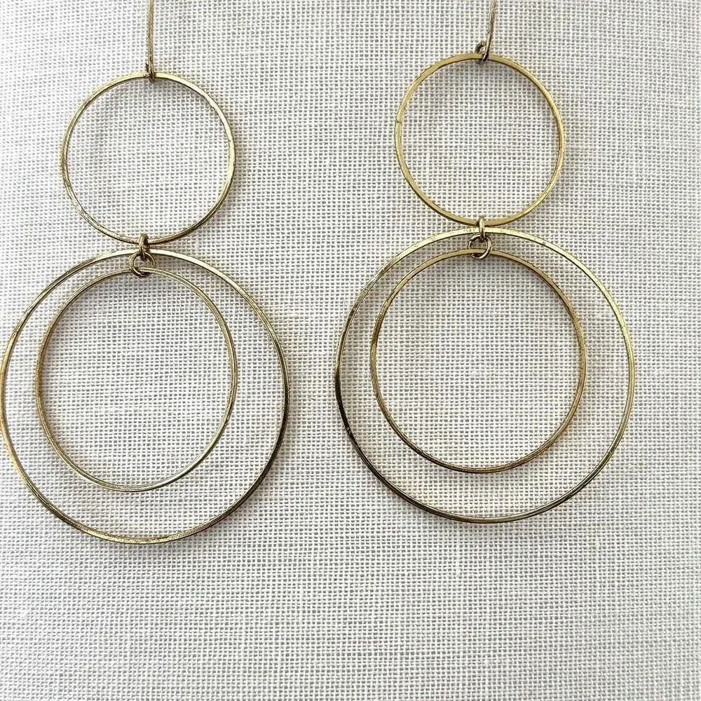 Gold  tone multi circle statement earrings